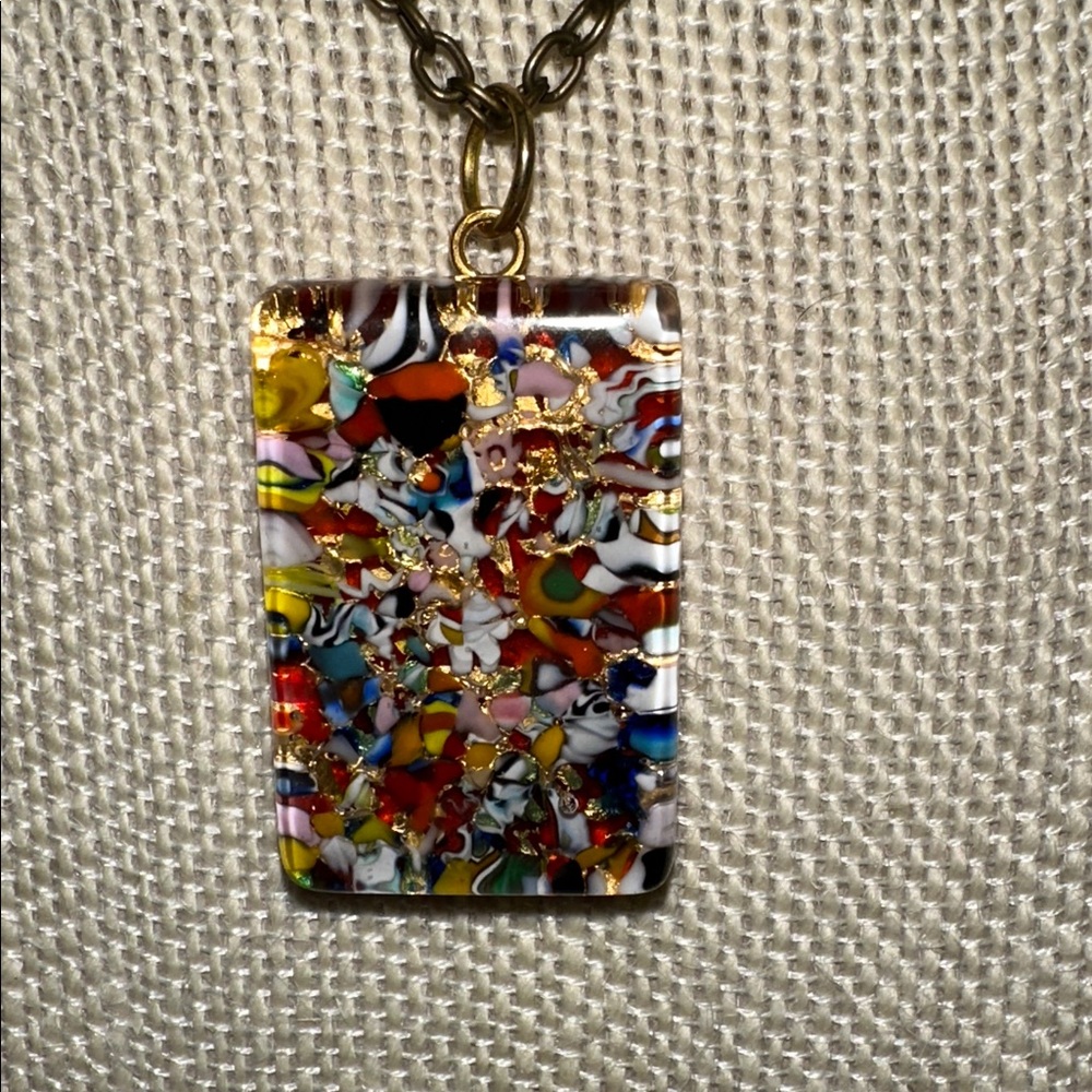 Murano Italian Multicolor Mosaic Necklace